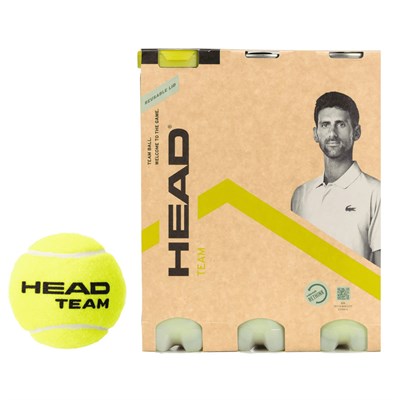 Мяч для большого тенниса HEAD Team 3*3B, крафтовая упаковка из трех банок по 3 мяча, ITF 61025 - фото 1395263