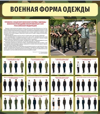 Стенд Военная форма одежды 800 х 900 пластик 3мм 2564 - фото 1396317