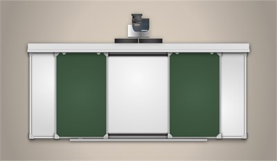 Рельсовая система для инт. доски  4400х1500(2400х1500х150) комби (боковые: маркер, центр: мел) РС4400х1500ДЗБ - фото 1398321