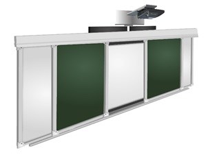 Рельсовая система для инт. доски  4000х1500(2000х1500х90) комби (боковые: маркер, центр: мел) РС4000х1500ДБЗ - фото 1398335
