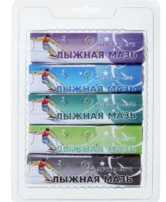 Лыжная мазь Sprint, комплект из 5 брусков, температурный режим от 0 до -30°C, вес 200 г 0283094825 - фото 1405326