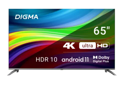 65" Телевизор Digma DM-LED65UBB41, 4K Ultra HD, темно-серебристый, 77eKZw-Oj1f-jjupynxP60 - фото 1408770