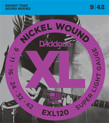 Струны D'ADDARIO EXL120 NICKEL WOUND SUPER LIGHT 9-42 0283095463 - фото 1409948