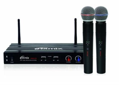 Радиосистема с двумя микрофонами RITMIX RWM-221 black 0281027 - фото 1410192