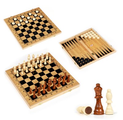 Настольная игра 3 в 1 «Король»: нарды, шахматы, шашки, 39×39 см 0283096600244 - фото 1413319