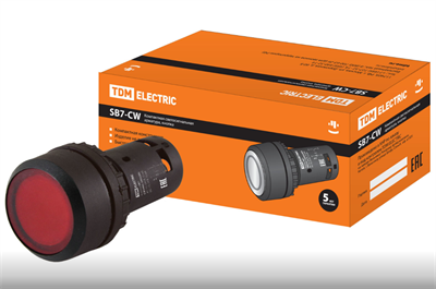 Кнопка SB7-CW3462-24V(LED) d22мм, 1р красная TDM k-C3dS96jX670FV137mS90 - фото 1414732