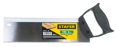 Ножовка для стусла c обушком пила Stayer "Fine" 300 мм, 8 TPI, прямой закаленный зуб, точный рез 02830962621