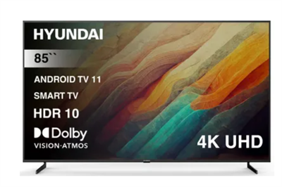85" Телевизор Hyundai H-LED85BU7007, 4K Ultra HD, черный, СМАРТ ТВ, Android TV 0282394