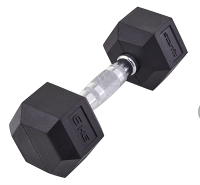 Гантель обрезиненная 6 кг, черная 0281036