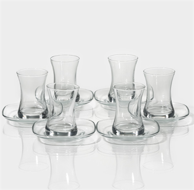 Набор стеклянный чайный Lav «Дзен», 12 предметов: стаканы 155 мл (6 шт), блюдца d=14 см (6 шт) 0283095250