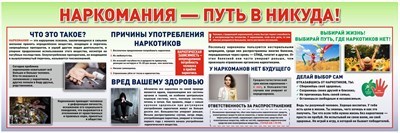 Стенд -Наркомания, путь в никуда 2600 х 850 пластик 3мм ОВН2