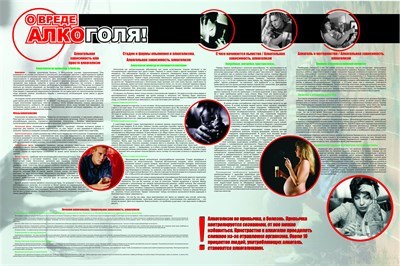 О вреде алкоголя стенд 1200 х 800 пластик 3 мм ОВА