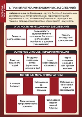 Стенд "Профилактика инфекционных заболеваний"  формат А2 -594 х 420,  пластик 3мм П03-05