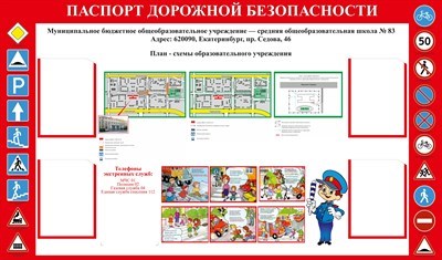 Паспорт дорожной безопасности размер 1700 х 1000 пластик 3 мм ПДБ