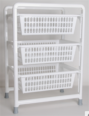 Этажерка напольная, 3-х секционная, с выдвижными лотками, белая BiedE-BdhcSduICnLSfja3