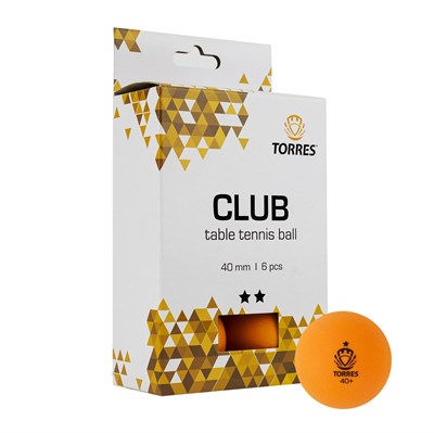 Мяч для настольного тенниса TORRES Club2*, упаковка 6 шт 31833