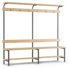 Скамейка с вешалкой для раздевалки с верхней полкой 02084