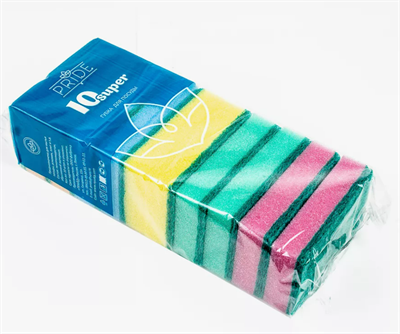 Губка д/посуды "Стандарт" с чистящим слоем (10 шт.) 027496