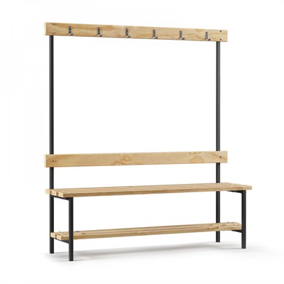 Скамейка для раздевалки с вешалкой и полкой для обуви (L=2000) дерево ОС-14303