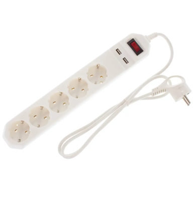 Сетевой фильтр 5 розеток с заземлением 3x0.75 мм 2 USB 2200 Вт 1.5 м IKQQkWw2gGhoKGMX4gVqU1