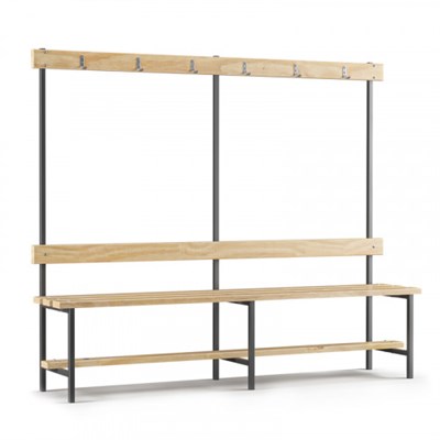 Скамейка с вешалкой для раздевалки (L=2000) дерево МК-03693