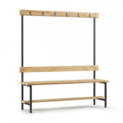 Скамейка с вешалкой для раздевалки (L=1500) дерево МК-03692