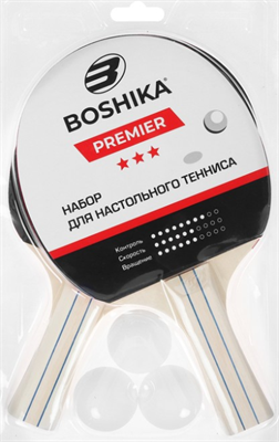 Набор для настольного тенниса BOSHIKA Premier: 2 ракетки, 3 мяча, 3 звезды 026580