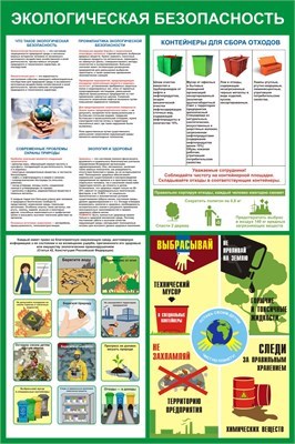 Стенд Экологическая безопасность 750 х 1000 пластик 3мм Э11