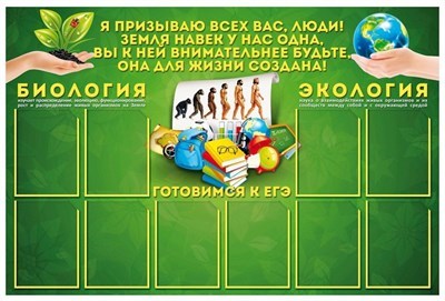 Стенд Экология, Биология - готовимся к ЕГЭ 1500 х 1000 пластик 3мм, карманы А4-10шт. (Арт. Э09) Э09