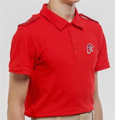 Рубашка «Поло» с кор. рукавом, с погонами, с вышивкой нагрудного значка «Юнармия» 027566