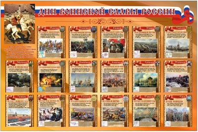 Стенд Дни Воинской Славы России 1500 х 1000 пластик 3мм 05255