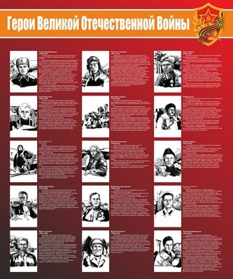 Герои великой отечественной войны стенд размер 1000 х 1200 пластик 3 мм 1945-1