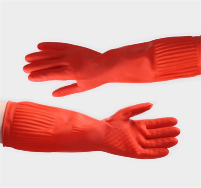 Перчатки хозяйственные латексные Доляна, размер S, длинные манжеты, 90 гр, цвет красный 027493