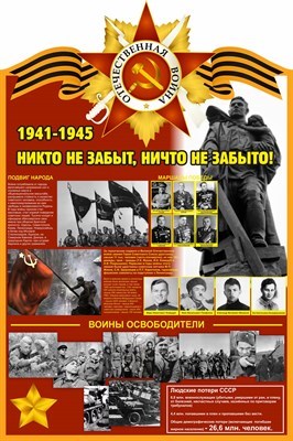 Стенд 1941-1945 размер 1000 х 1500 пластик 3 мм 1941-1945