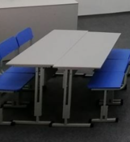 Стол Ученический двухместный регулируемый - цвет серый ,ПВХ 2мм , столешница 22 мм 02829642