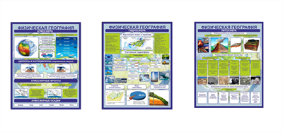 Комплект стендов по географии ( 800 х 1000 пластик 3мм) 3 шт. в комплекте 05653