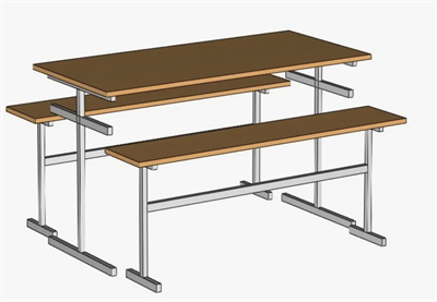 Стол обеденный зоны 4-х местный для школьной столовой под скамью дсп/Хим.пластик 0283095730