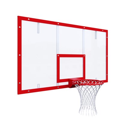 Щит баскетбольный ИГРОВОЙ 1800х1050 ОРГСТЕКЛО цвет разметки КРАСНЫЙ ОС-08679