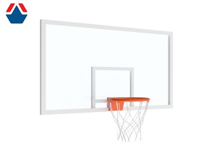 Щит баскетбольный ИГРОВОЙ БЕСКАРКАСНЫЙ 1800х1050 ПОЛИКАРБОНАТ 15 мм цвет разметки БЕЛЫЙ (рама 40х40) ОС-15201