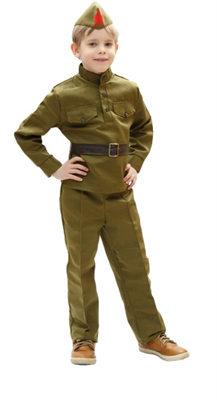 Костюм военного, гимнастёрка, ремень, пилотка, брюки 0282223