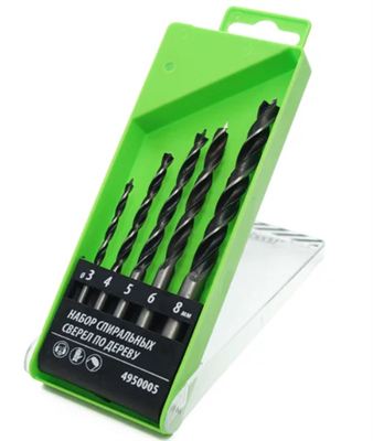 Набор спиральных сверл по дереву 5 шт, 3-8 мм Pobedit 4950005 0283095271