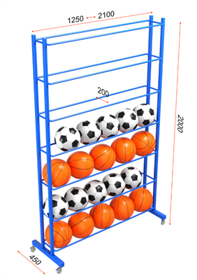 Стеллаж для мячей односторонний 9.305.0 (ширина 1250 мм (на 28 шт.)) bSzX7ttBiKp8Mo5Bz8wCT2
