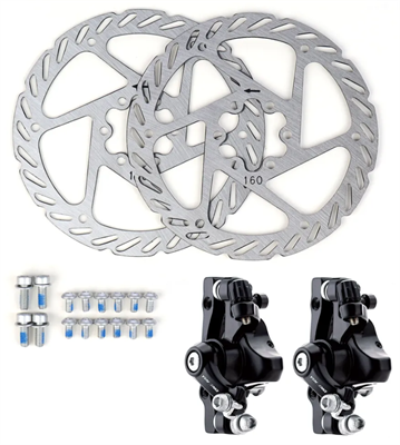 Тормоза для велосипедов набор дисковый механический передний задний YINXING YX-DB08, ротор YRT-05-A, 160мм, чёрный, цельнолитой, круглые колодки (P01) 0283095482 - фото 1421910