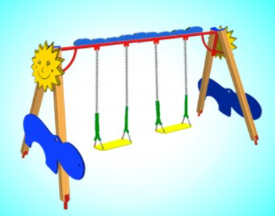 Качели двойные на брусе с гибким подвесом 02830070