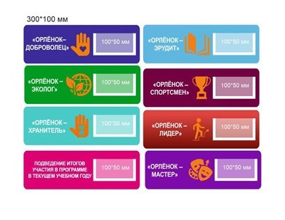 Табличка "Орленок" размер 300 х 100 пластик 2 мм карман 110 х 80 О07