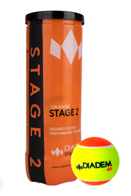 Мячи для большого тенниса детские DIADEM Stage 2 Orange Ball, BALL-CASE-OR, 8-10 лет, упаковка 3 мяча 026464