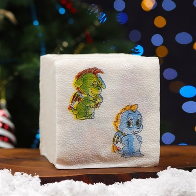 Салфетки бумажные Гармония цвета «Драконы» 1 слой, 24х24, 100 шт. 027934