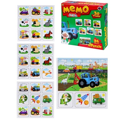Мемо 30 фишек + Пазл 24 элементов «Синий трактор» 0280959
