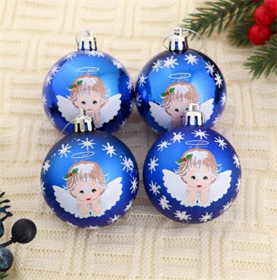 Набор шаров пластик d-6 см, 8 шт "Ангелочек" синий 027221 - фото 1424078