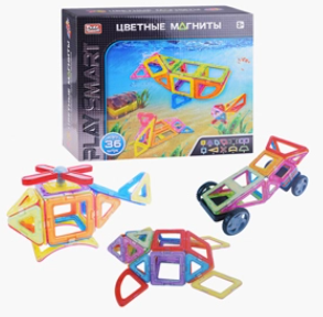 Конструктор магнитный "Цветные магниты" 36 дет., в коробке 0281045
